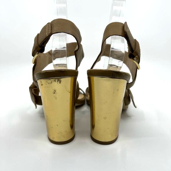 Kate Spade Brown Leather Gold Heels Sandal 10 US - Picture 6 of 8